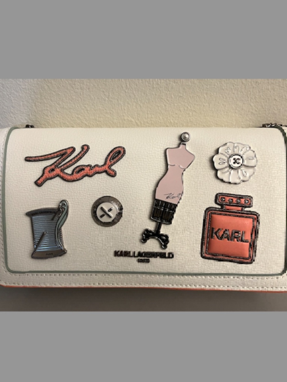 Karl Largerfeld Wallet on a chain shoulder Leather bag NEW - Picture 5 of 9